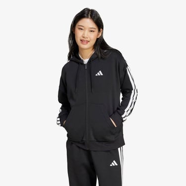  adidas Essentials 3 Stripes Full Zip Kadın Siyah Polar