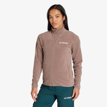  adidas Multi Essentials Full Zip Fleece Kadın Kahverengi Yürüyüş Polar