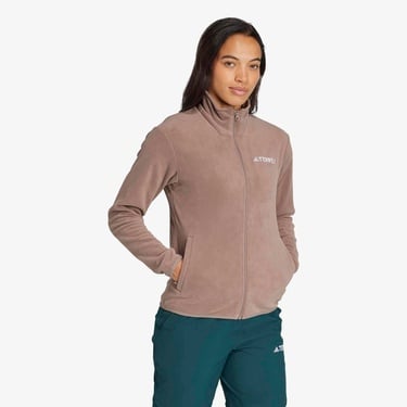  adidas Multi Essentials Full Zip Fleece Kadın Kahverengi Yürüyüş Polar