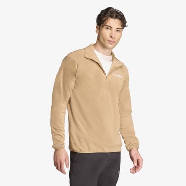  adidas Multi Essentials 1-2 Zip Fleece Erkek Kahverengi Yürüyüş Polar