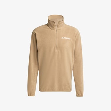  adidas Multi Essentials 1-2 Zip Fleece Erkek Kahverengi Yürüyüş Polar