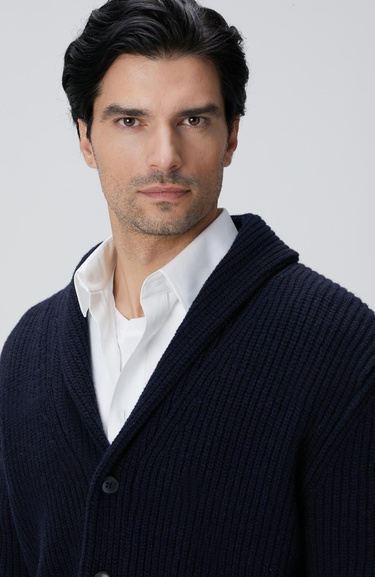  Network Erkek Lacivert Selanik Örgülü Triko Hırka