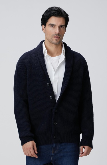  Network Erkek Lacivert Selanik Örgülü Triko Hırka