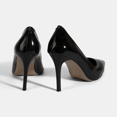  Kadın Siyah Deri Stiletto