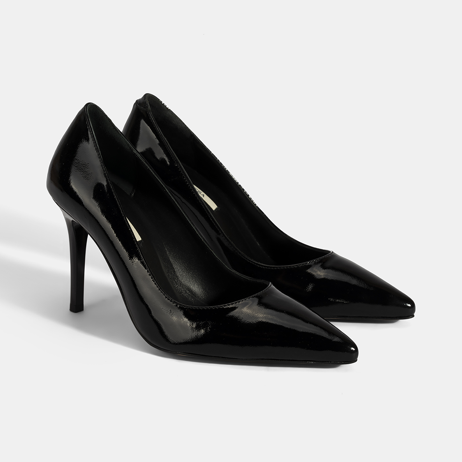  Kadın Siyah Deri Stiletto