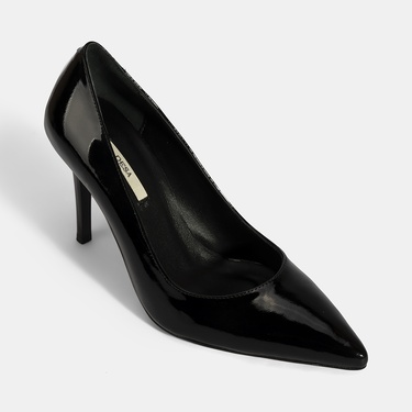  Kadın Siyah Deri Stiletto