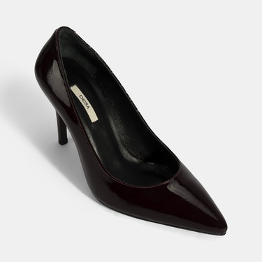  Kadın Bordo Deri Stiletto