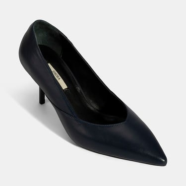  Kadın Lacivert Deri Topuklu Klasik Ayakkabı