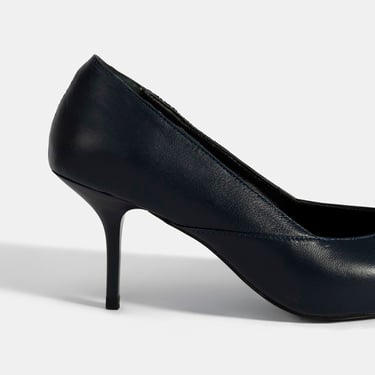  Kadın Lacivert Deri Topuklu Klasik Ayakkabı