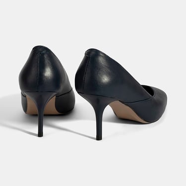  Kadın Lacivert Deri Topuklu Klasik Ayakkabı