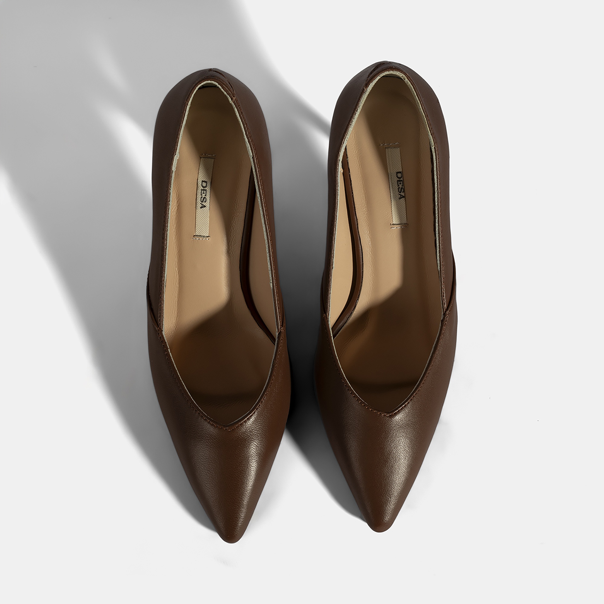 Kadın Taba Deri Topuklu Klasik Ayakkabı