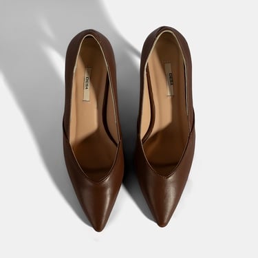  Kadın Taba Deri Topuklu Klasik Ayakkabı