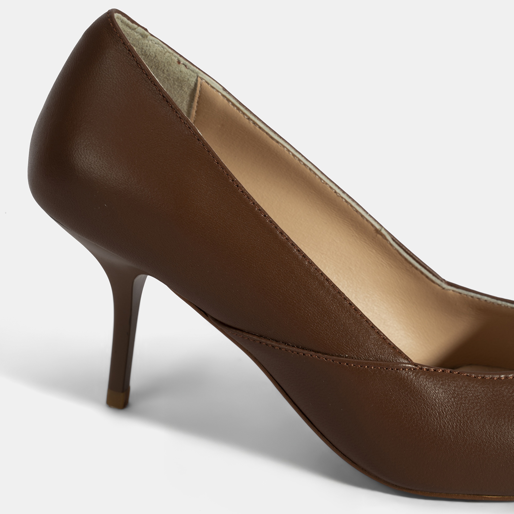 Kadın Taba Deri Topuklu Klasik Ayakkabı