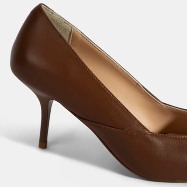  Kadın Taba Deri Topuklu Klasik Ayakkabı