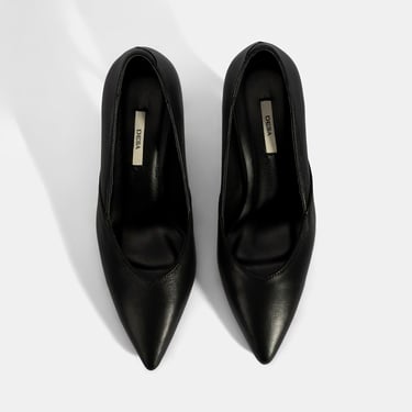  Kadın Siyah Deri Topuklu Klasik Ayakkabı