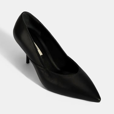  Kadın Siyah Deri Topuklu Klasik Ayakkabı