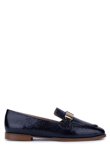  Tamer Tanca Kadın Hakiki Deri Lacivert Loafer Ayakkabı