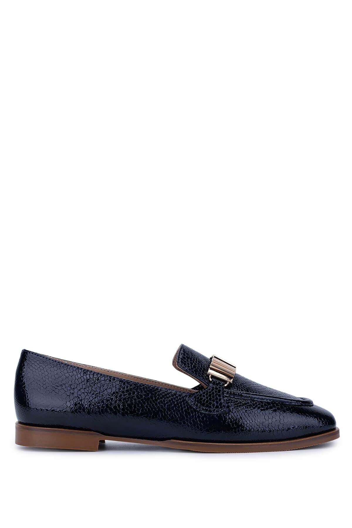  Tamer Tanca Kadın Hakiki Deri Lacivert Loafer Ayakkabı