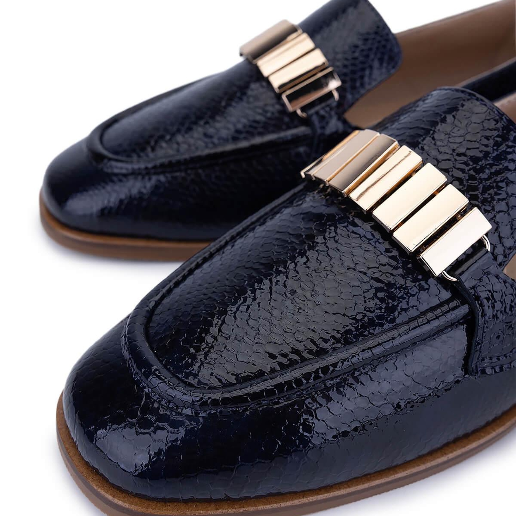 Tamer Tanca Kadın Hakiki Deri Lacivert Loafer Ayakkabı