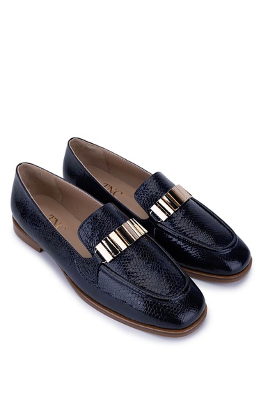  Tamer Tanca Kadın Hakiki Deri Lacivert Loafer Ayakkabı