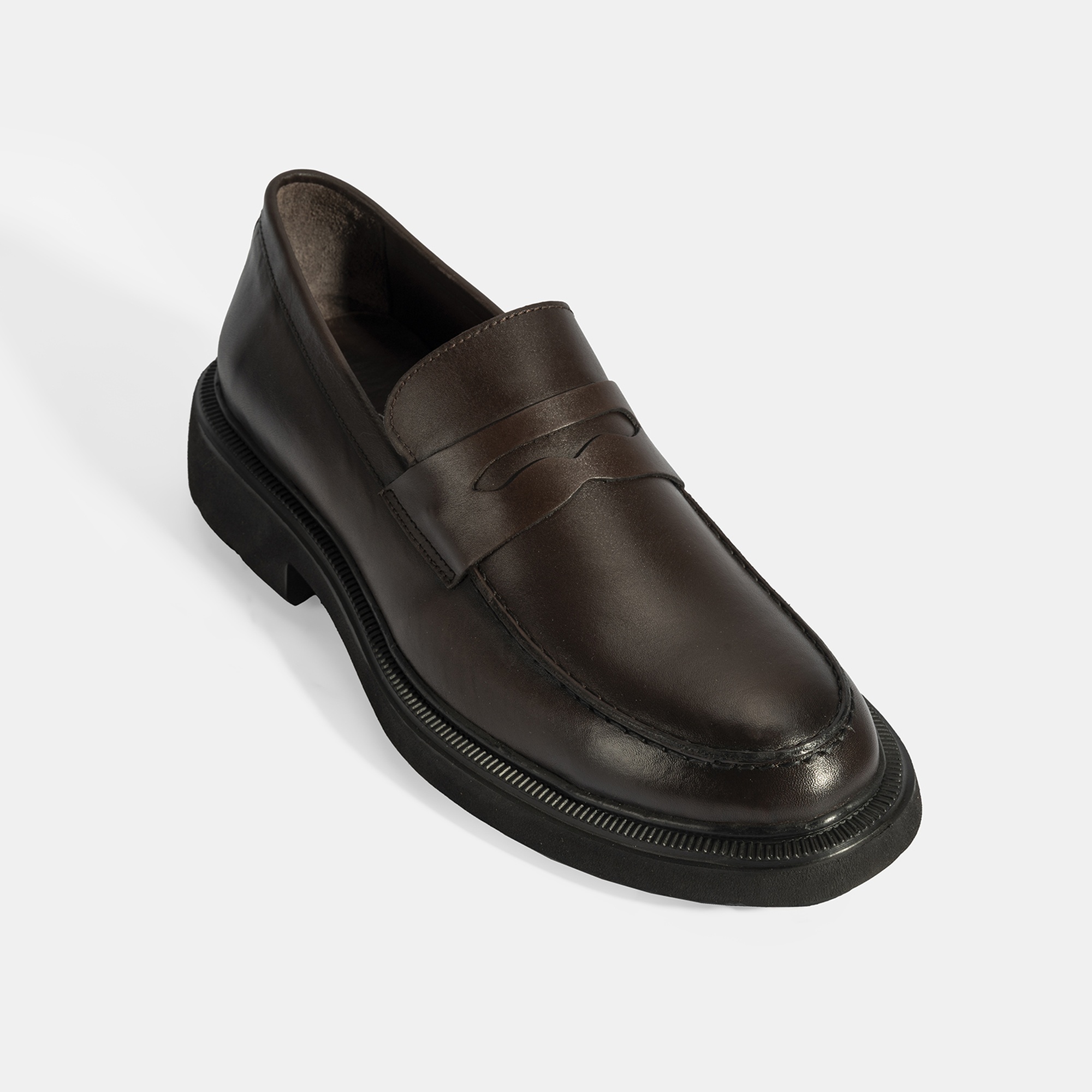 Erkek Kahve Deri Loafer