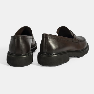  Erkek Kahve Deri Loafer