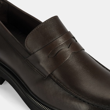  Erkek Kahve Deri Loafer