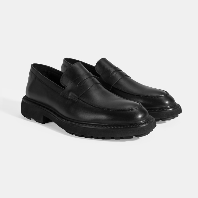  Erkek Siyah Deri Loafer