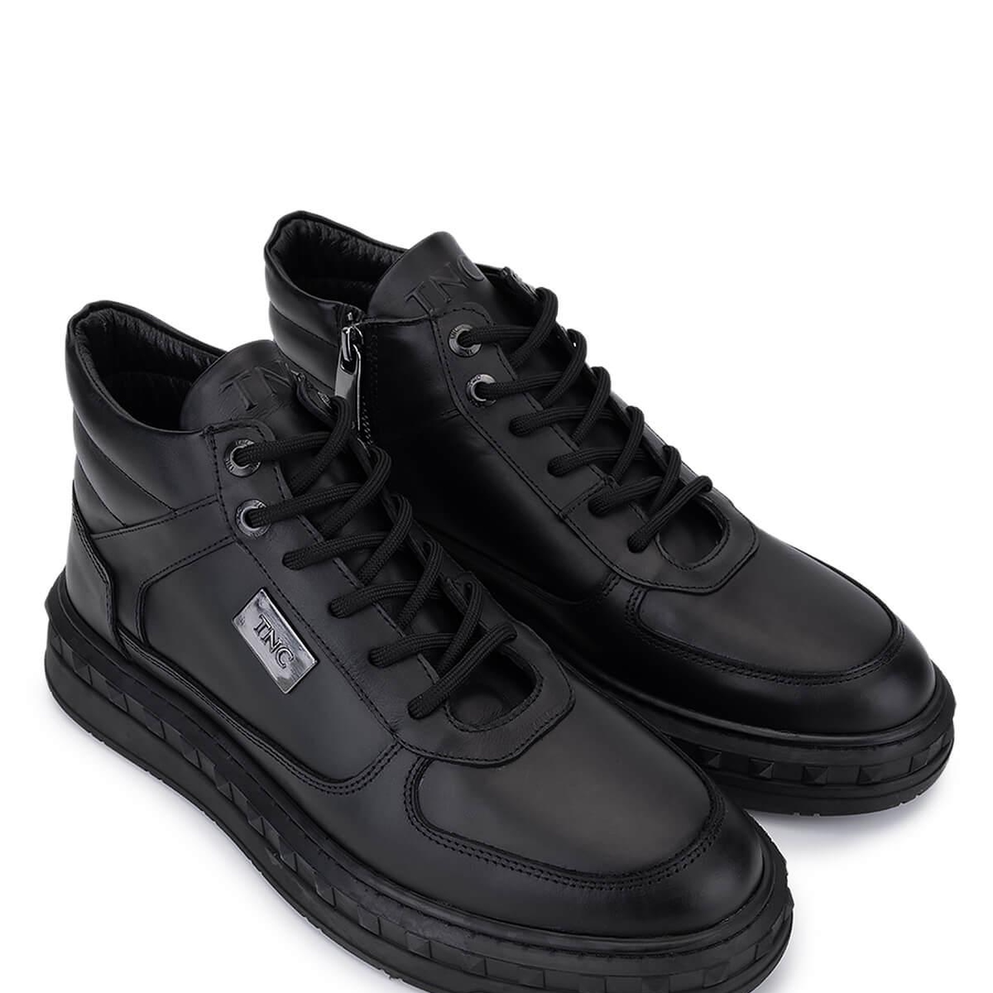 Tamer Tanca Erkek Hakiki Deri Siyah Deri Sneakers & Spor Bot