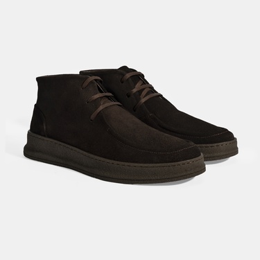  Erkek Kahve Bağcıklı Süet Deri Bot