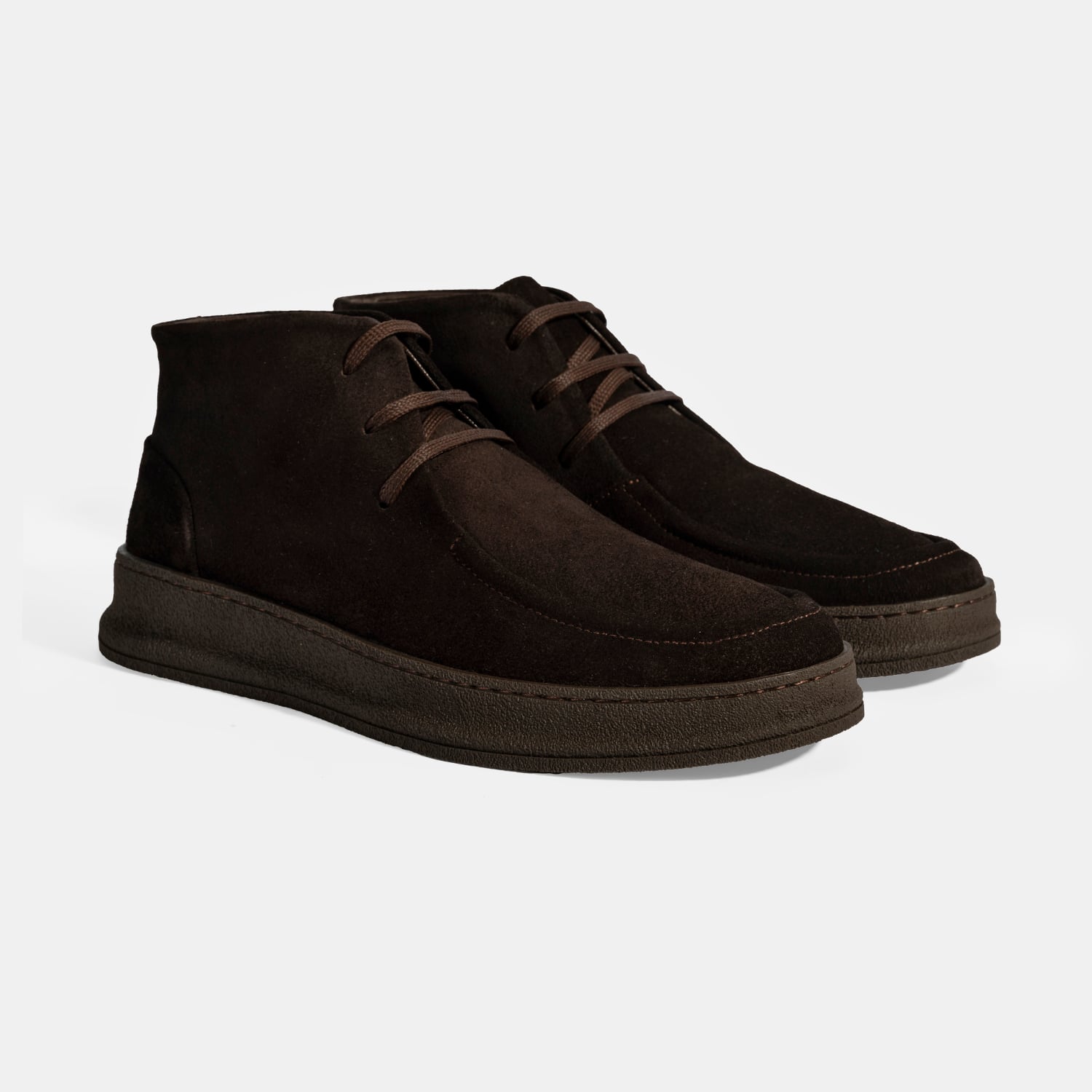  Erkek Kahve Bağcıklı Süet Deri Bot