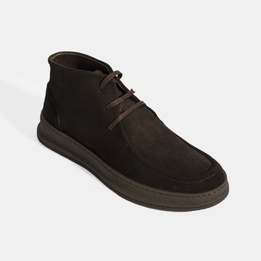  Erkek Kahve Bağcıklı Süet Deri Bot