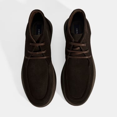  Erkek Kahve Bağcıklı Süet Deri Bot