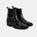 Kadın Siyah Lastik Detaylı Deri Bot