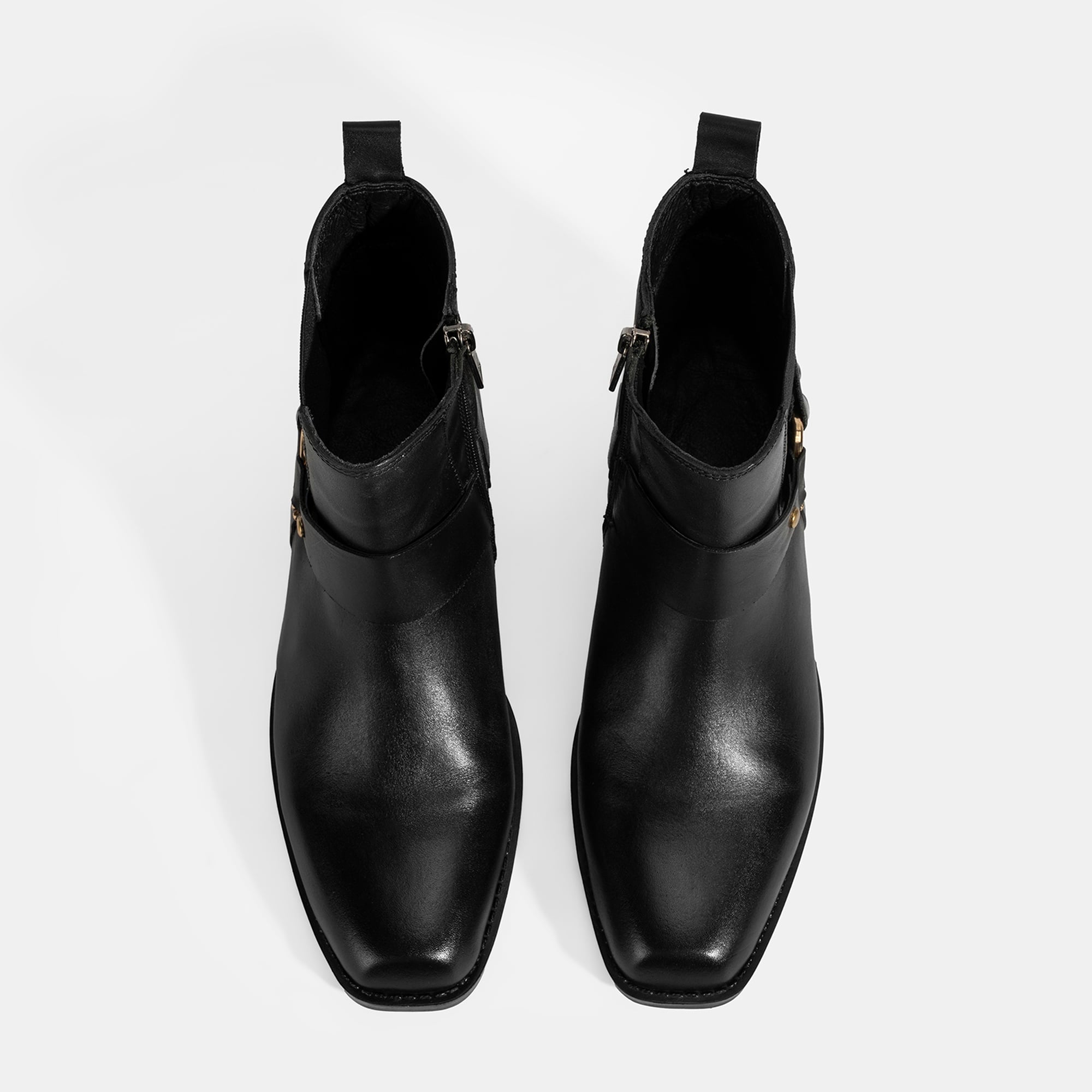 Kadın Siyah Lastik Detaylı Deri Bot