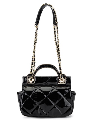  Tamer Tanca Kadın Suni Deri Siyah Rugan Omuz Çanta