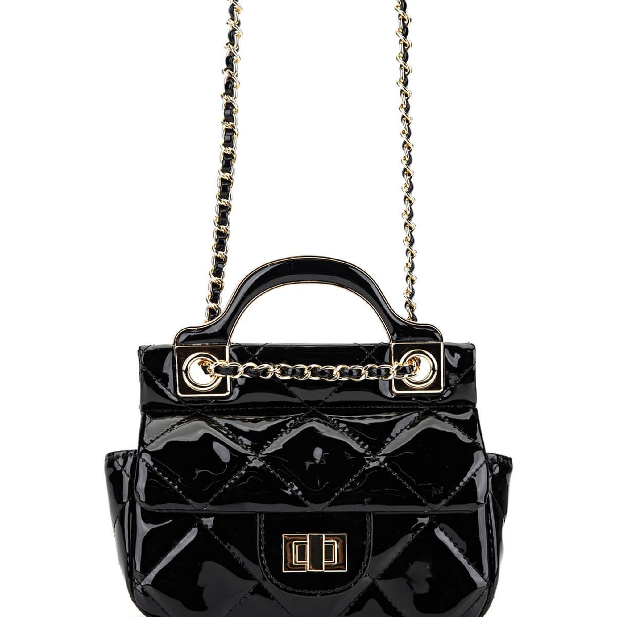 Tamer Tanca Kadın Suni Deri Siyah Rugan Omuz Çanta