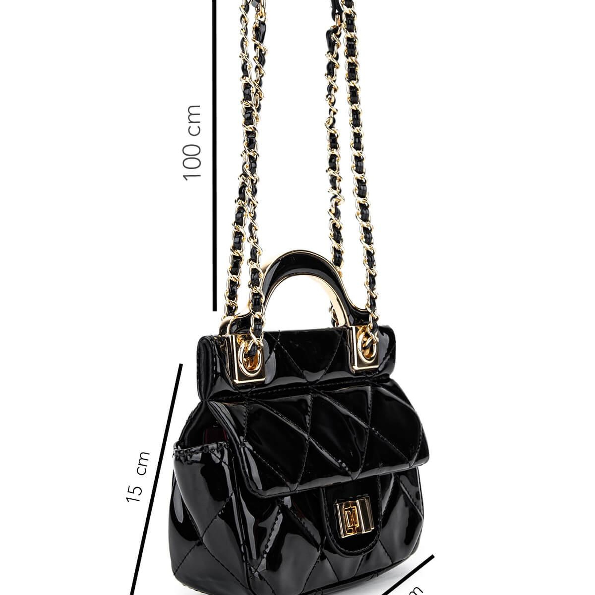 Tamer Tanca Kadın Suni Deri Siyah Rugan Omuz Çanta