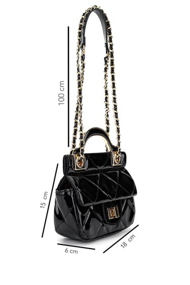  Tamer Tanca Kadın Suni Deri Siyah Rugan Omuz Çanta