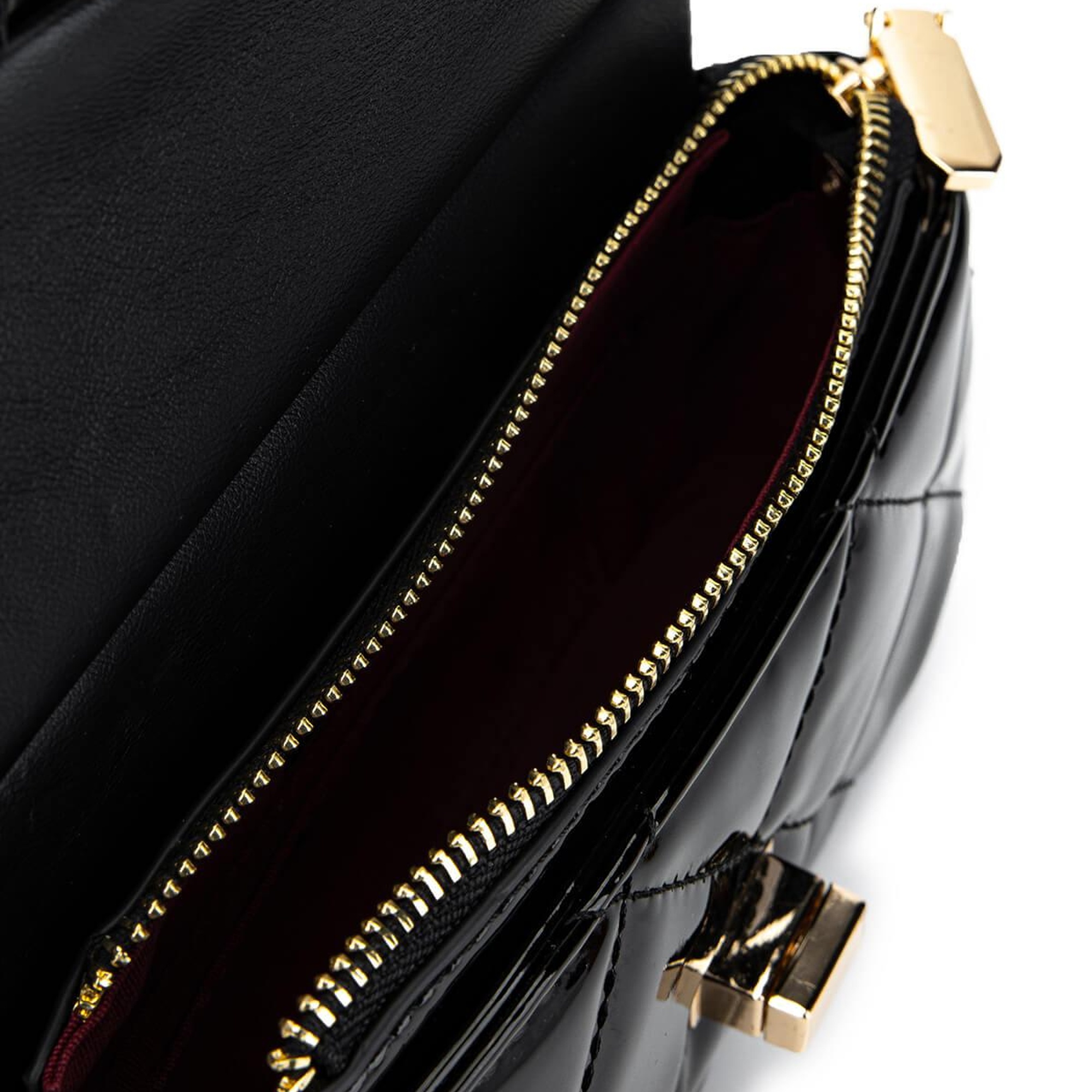 Tamer Tanca Kadın Suni Deri Siyah Rugan Omuz Çanta