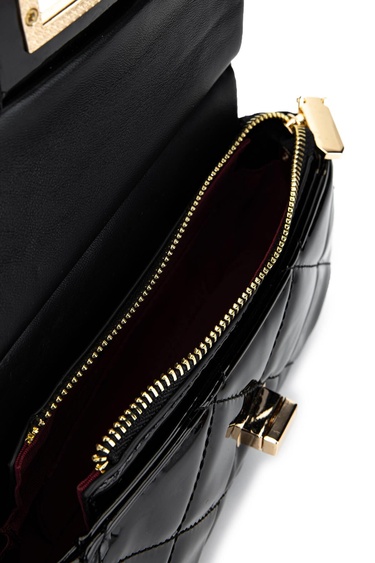  Tamer Tanca Kadın Suni Deri Siyah Rugan Omuz Çanta