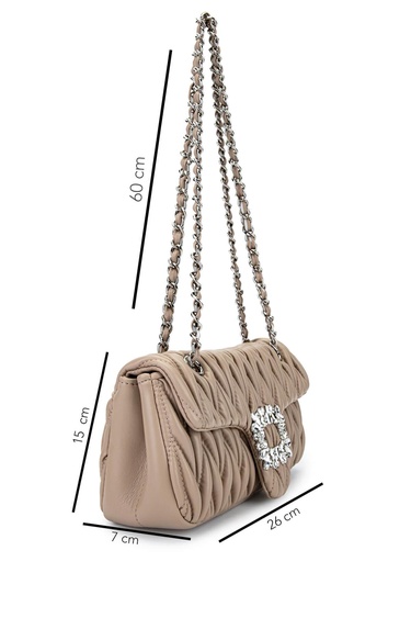  Tamer Tanca Kadın Suni Deri Taupe Omuz Çanta