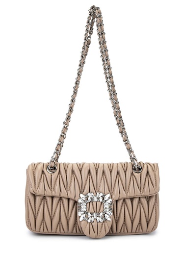  Tamer Tanca Kadın Suni Deri Taupe Omuz Çanta