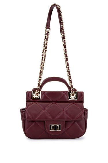  Tamer Tanca Kadın Suni Deri Bordo Omuz Çanta