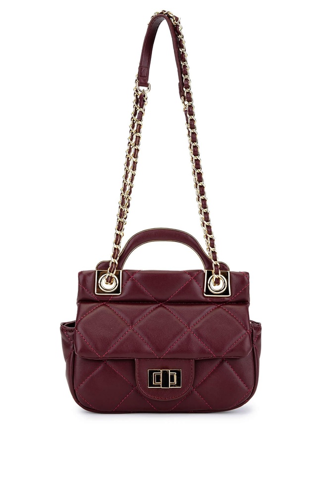  Tamer Tanca Kadın Suni Deri Bordo Omuz Çanta