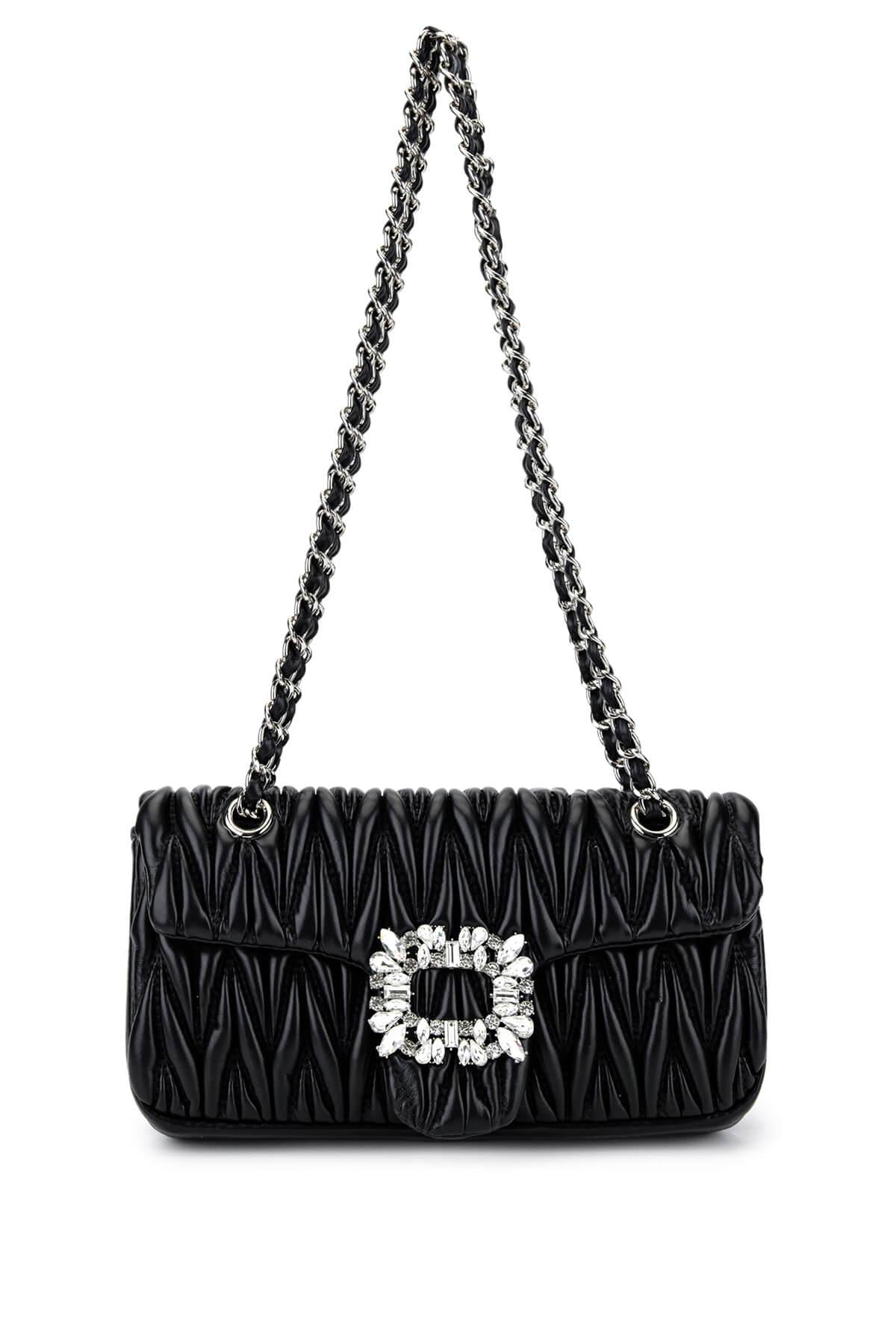  Tamer Tanca Kadın Suni Deri Siyah Omuz Çanta