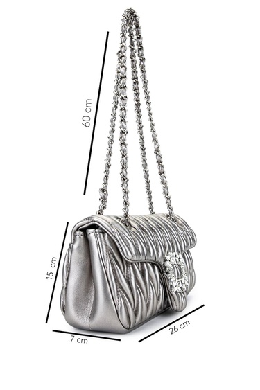  Tamer Tanca Kadın Suni Deri Metalik Omuz Çanta