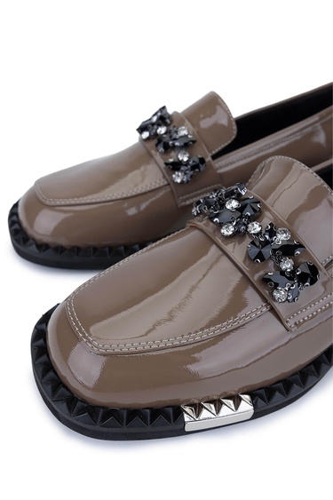  Tamer Tanca Kadın Hakiki Deri Vizon Rugan Loafer Ayakkabı