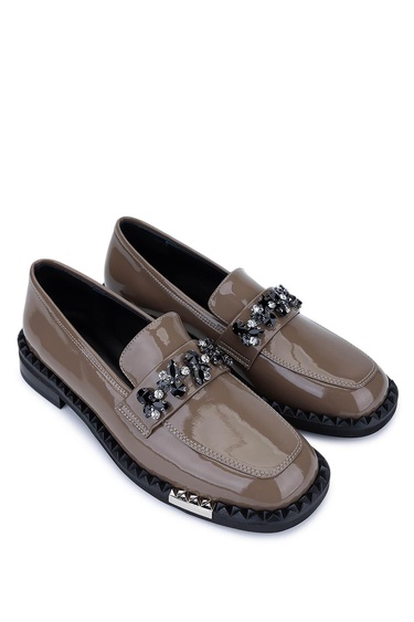  Tamer Tanca Kadın Hakiki Deri Vizon Rugan Loafer Ayakkabı