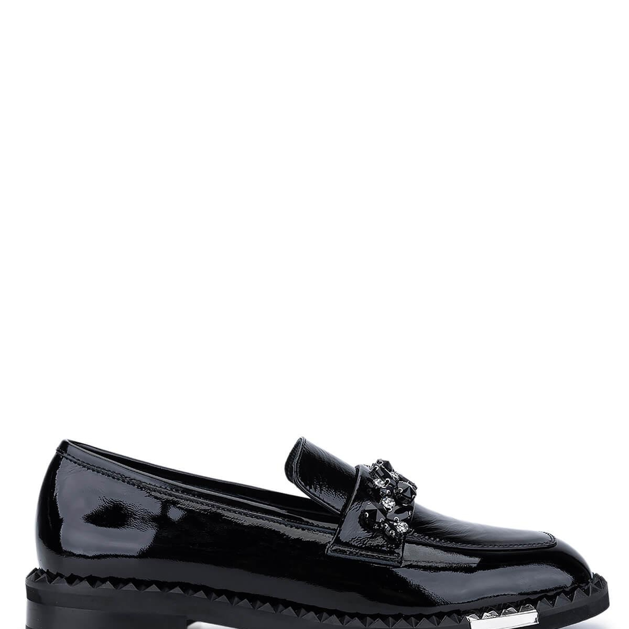 Tamer Tanca Kadın Hakiki Deri Siyah Rugan Loafer Ayakkabı